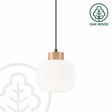 Hanglamp aan een koord HARMONY 1xE27/15W/230V diameter 20 cm wit/eiken