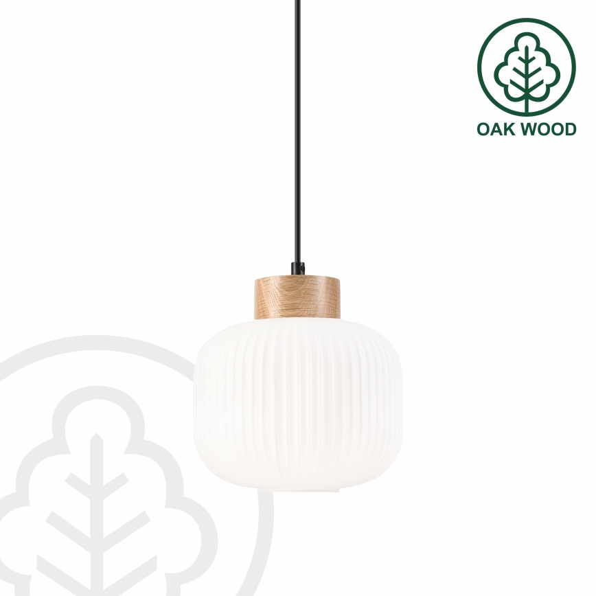 Hanglamp aan een koord HARMONY 1xE27/15W/230V diameter 20 cm wit/eiken