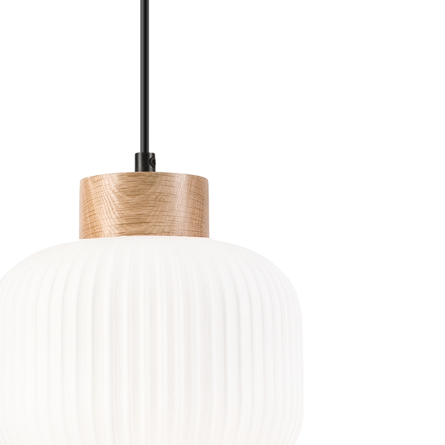Hanglamp aan een koord HARMONY 1xE27/15W/230V diameter 20 cm wit/eiken