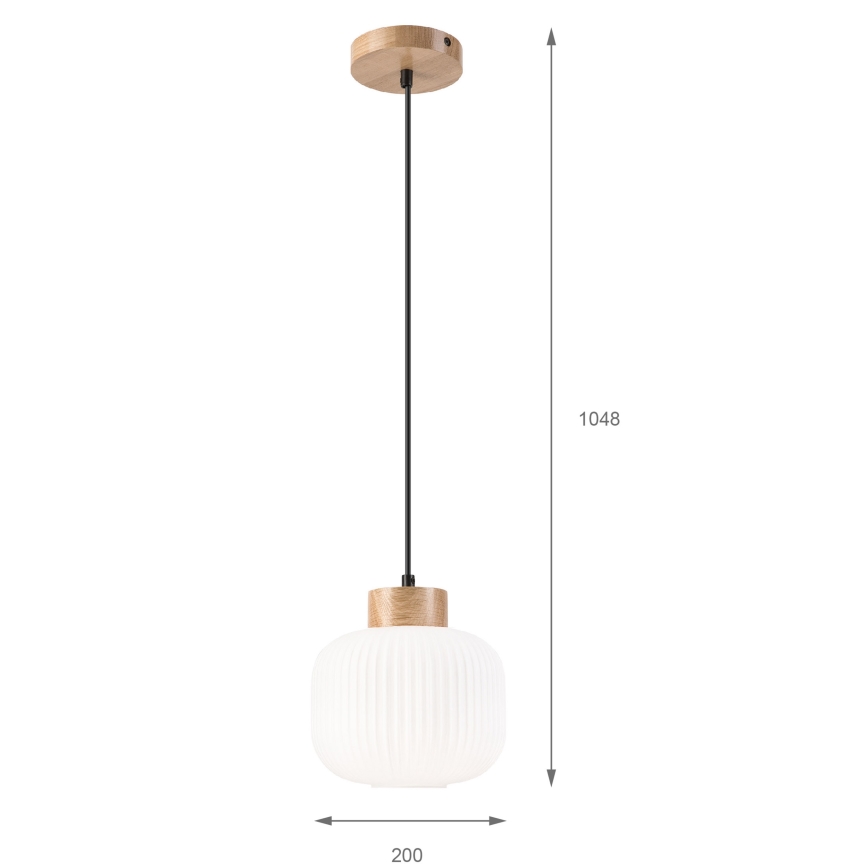 Hanglamp aan een koord HARMONY 1xE27/15W/230V diameter 20 cm wit/eiken