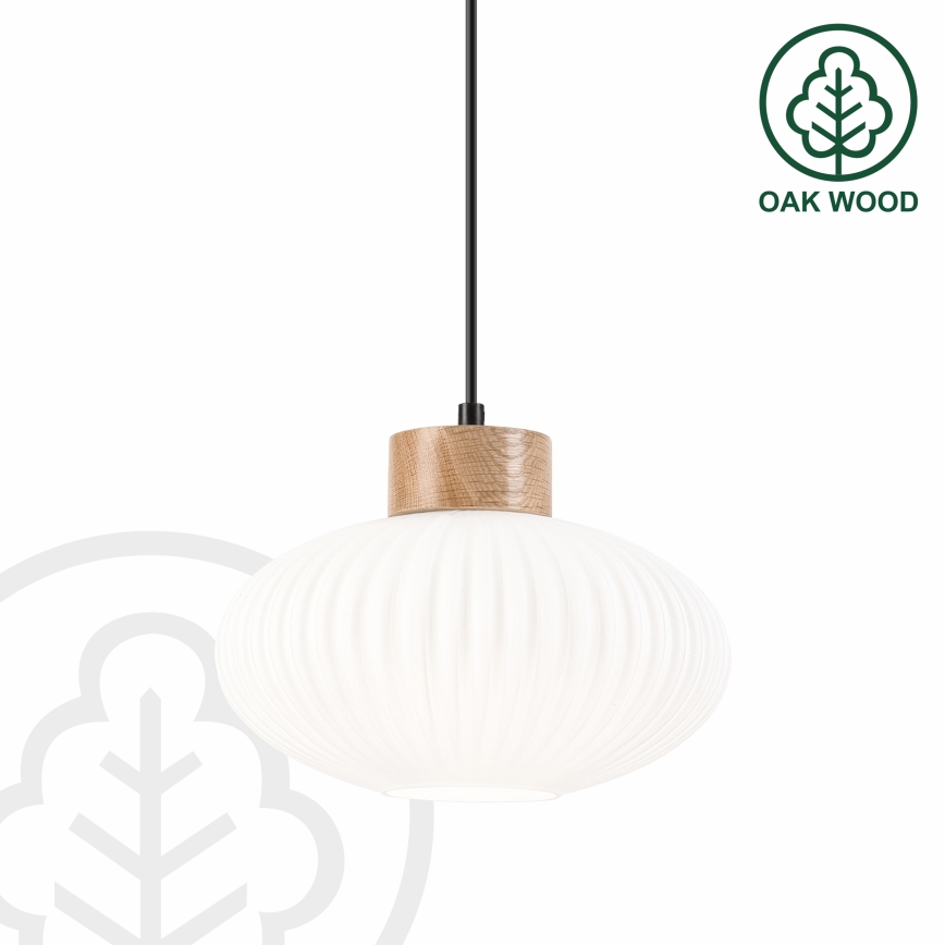 Hanglamp aan een koord HARMONY 1xE27/15W/230V diameter 25 cm wit/eiken