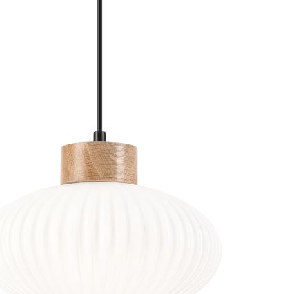 Hanglamp aan een koord HARMONY 1xE27/15W/230V diameter 25 cm wit/eiken