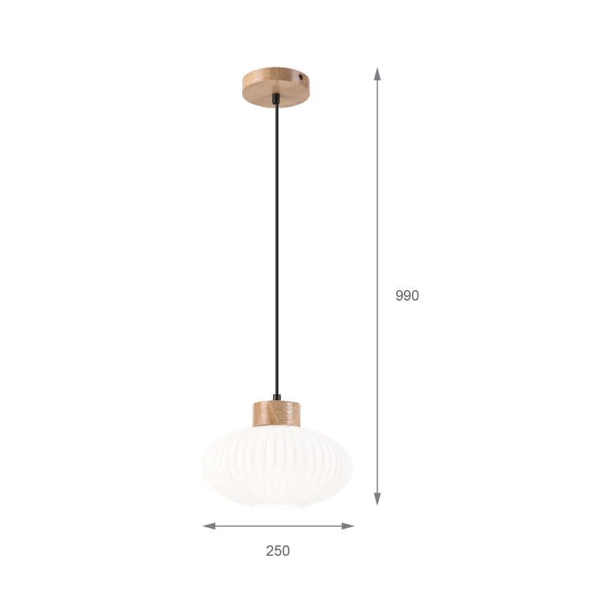 Hanglamp aan een koord HARMONY 1xE27/15W/230V diameter 25 cm wit/eiken