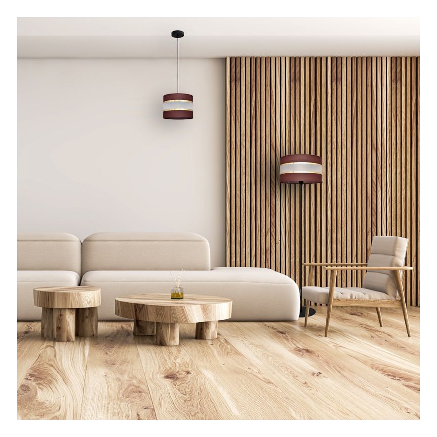 Hanglamp aan een koord HELEN 1xE27/15W/230V diameter 20 cm bruin/zwart/gouden