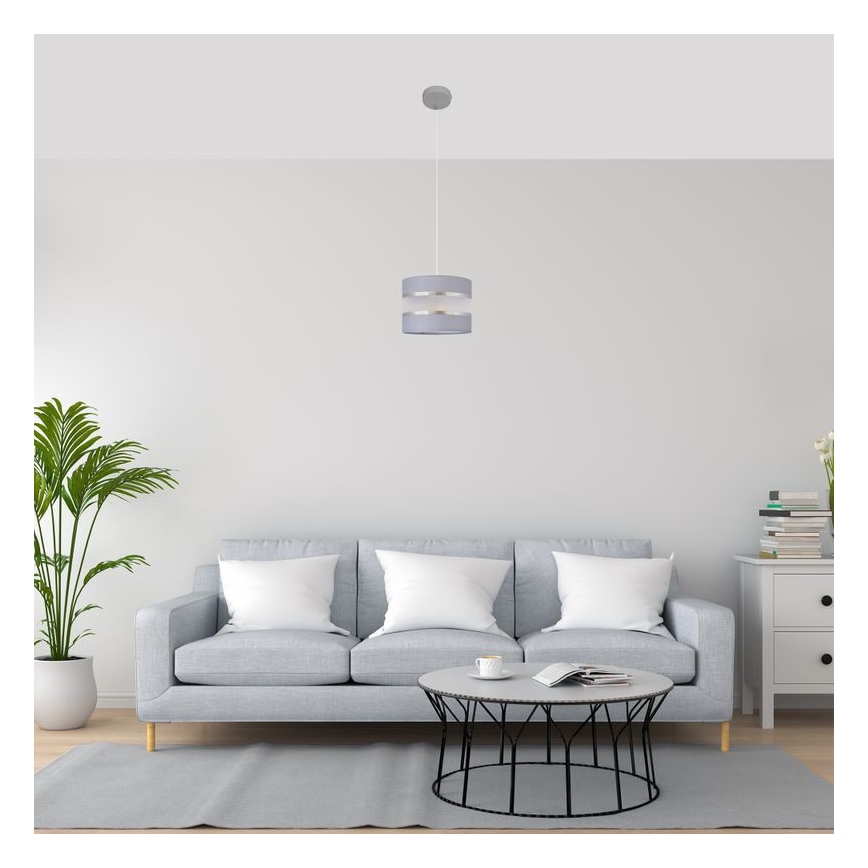 Hanglamp aan een koord HELEN 1xE27/15W/230V diameter 20 cm grijs/zilver