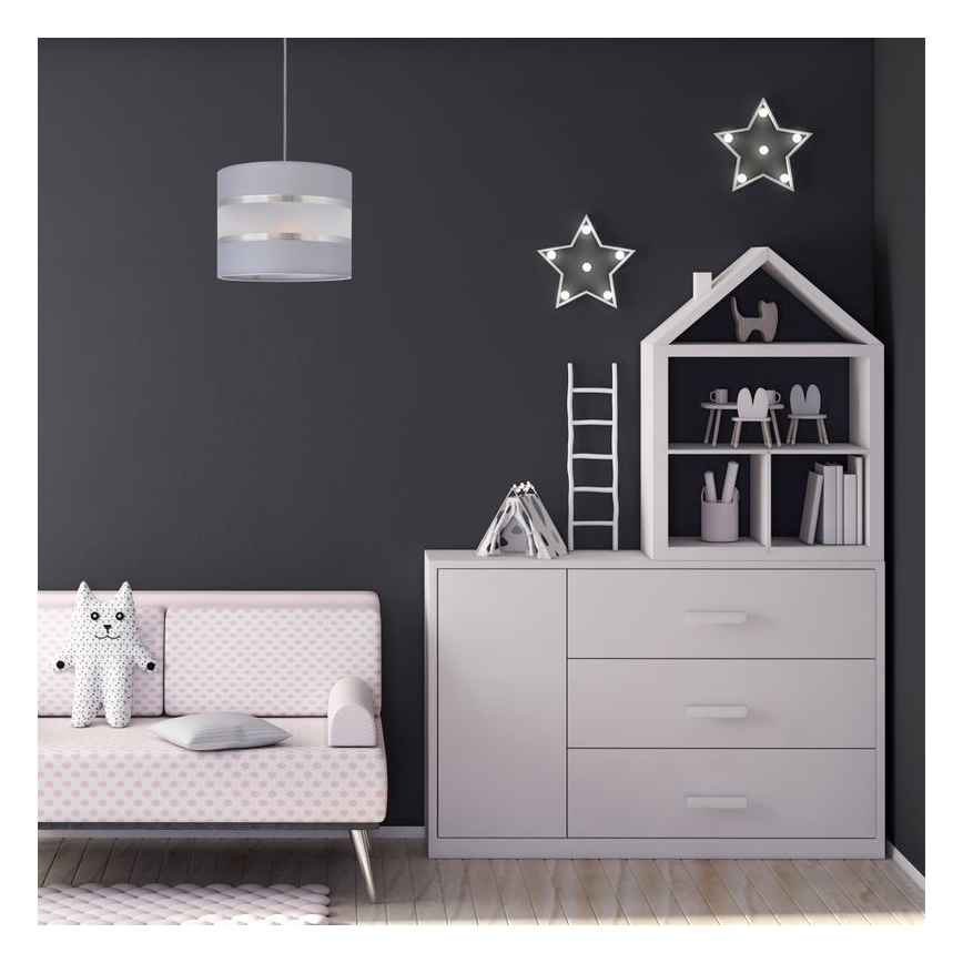 Hanglamp aan een koord HELEN 1xE27/15W/230V diameter 20 cm grijs/zilver