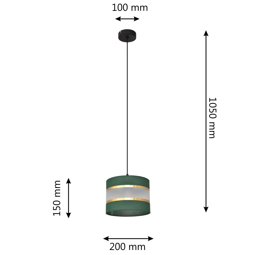Hanglamp aan een koord HELEN 1xE27/15W/230V diameter 20 cm groen/goud