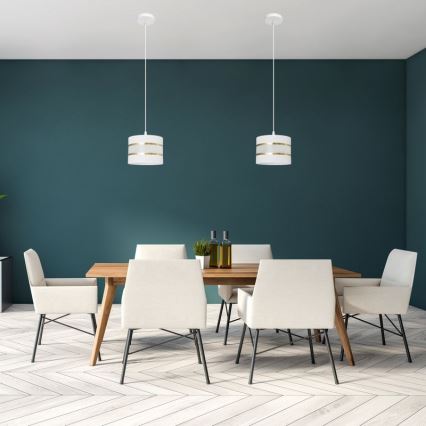 Hanglamp aan een koord HELEN 1xE27/15W/230V diameter 20 cm wit/gouden