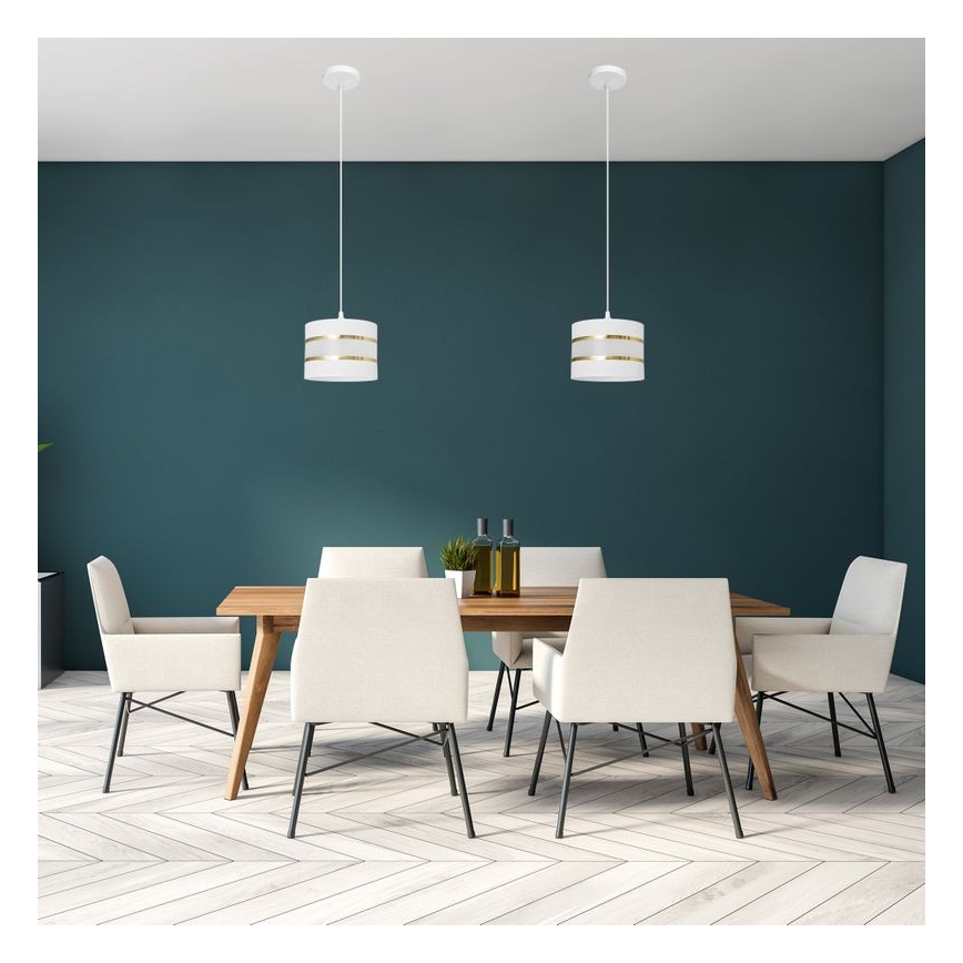 Hanglamp aan een koord HELEN 1xE27/15W/230V diameter 20 cm wit/gouden