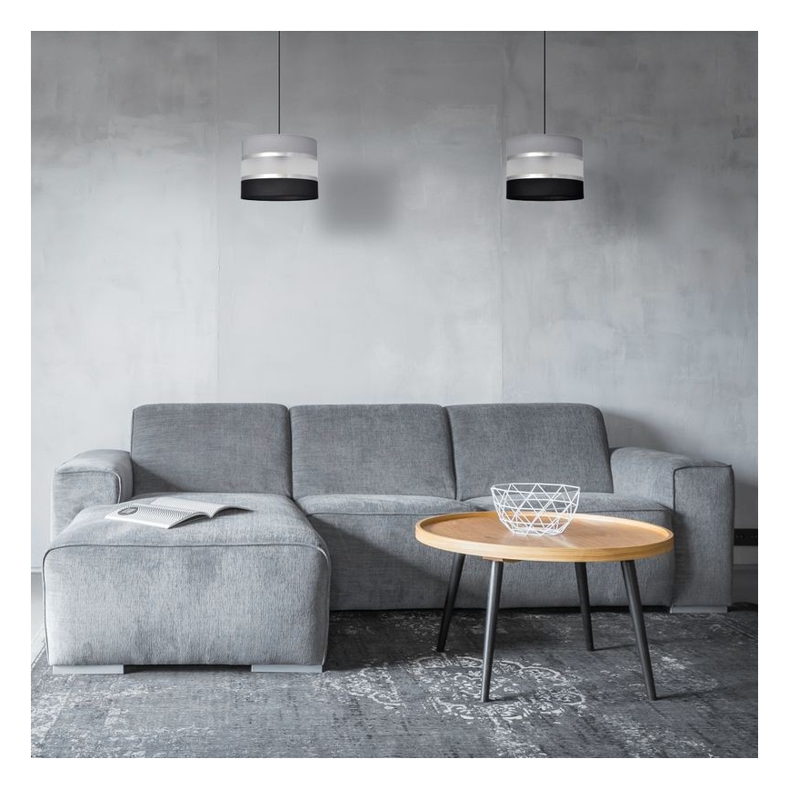 Hanglamp aan een koord HELEN 1xE27/15W/230V diameter 20 cm zwart/grijs/zilver