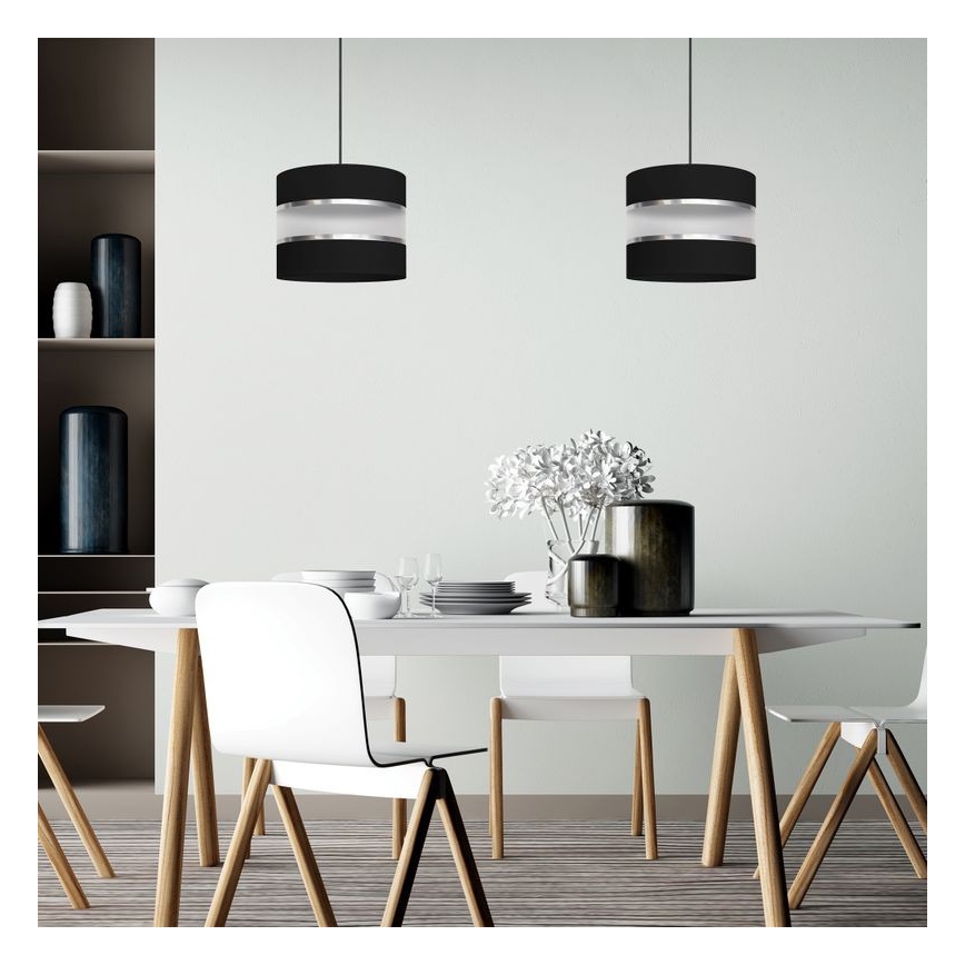 Hanglamp aan een koord HELEN 1xE27/15W/230V diameter 20 cm zwart/zilver