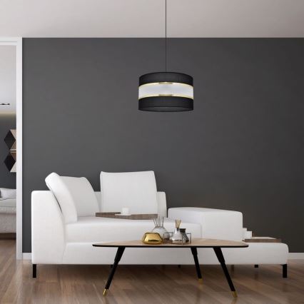 Hanglamp aan een koord HELEN 1xE27/15W/230V diameter 35 cm zwart/gouden