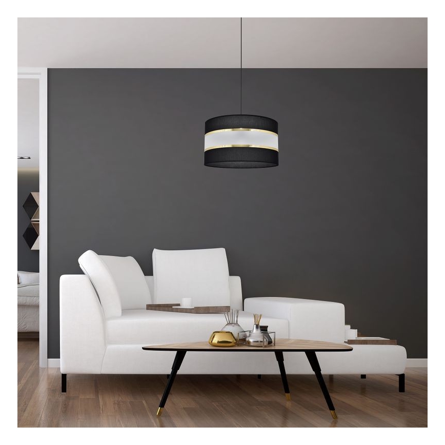 Hanglamp aan een koord HELEN 1xE27/15W/230V diameter 35 cm zwart/gouden