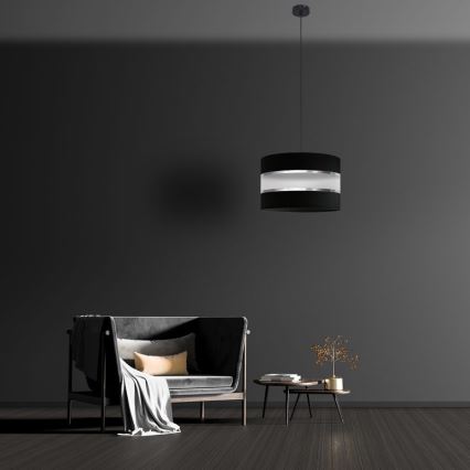 Hanglamp aan een koord HELEN 1xE27/15W/230V diameter 35 cm zwart/zilver