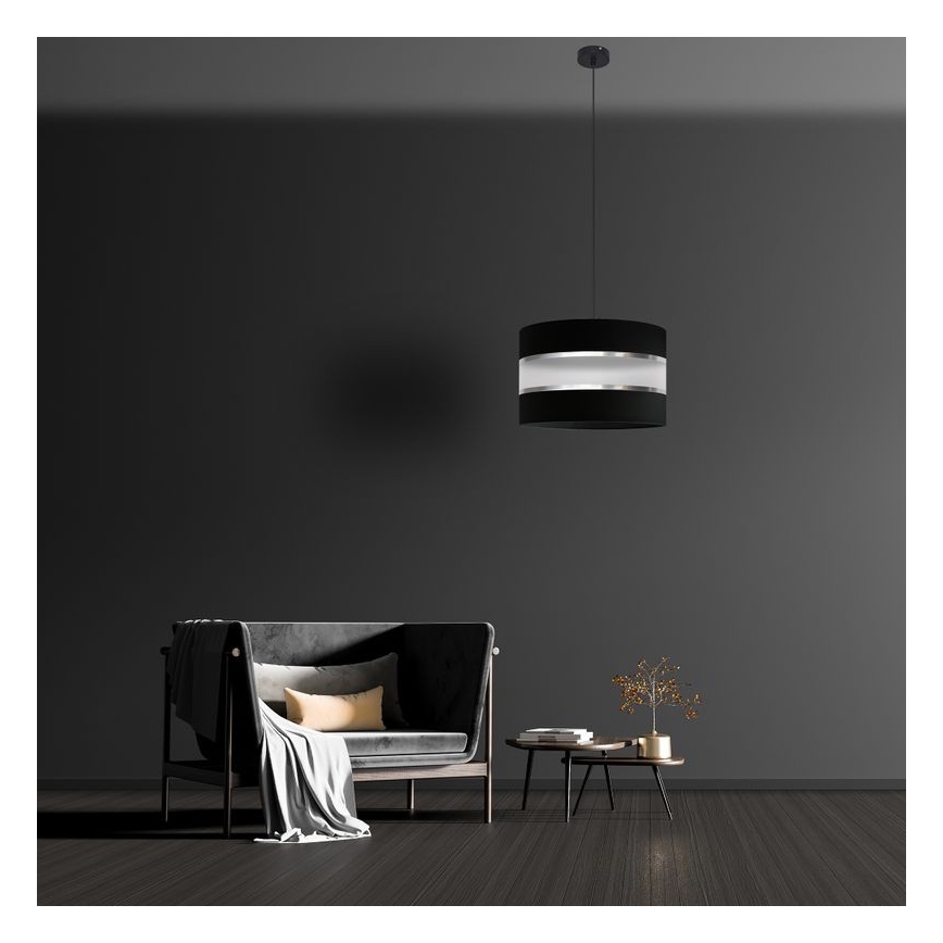 Hanglamp aan een koord HELEN 1xE27/15W/230V diameter 35 cm zwart/zilver