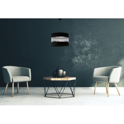 Hanglamp aan een koord HELEN 1xE27/15W/230V diameter 35 cm zwart/zilver