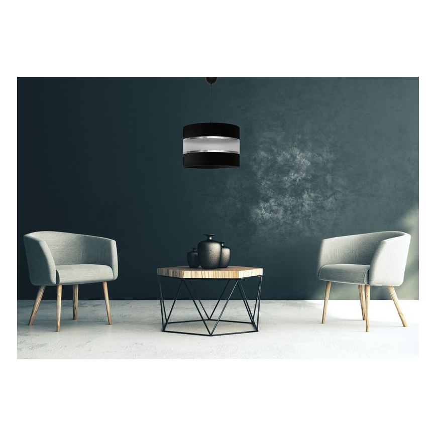 Hanglamp aan een koord HELEN 1xE27/15W/230V diameter 35 cm zwart/zilver