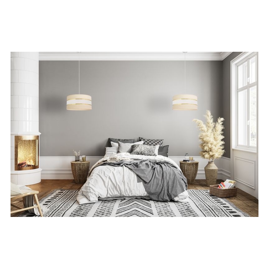 Hanglamp aan een koord HELEN 1xE27/15W/230V diameter 40 cm crème/gouden