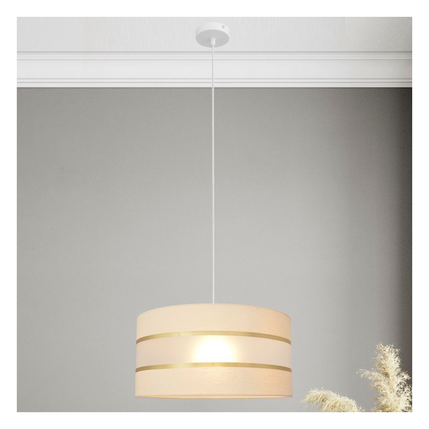 Hanglamp aan een koord HELEN 1xE27/15W/230V diameter 40 cm crème/gouden