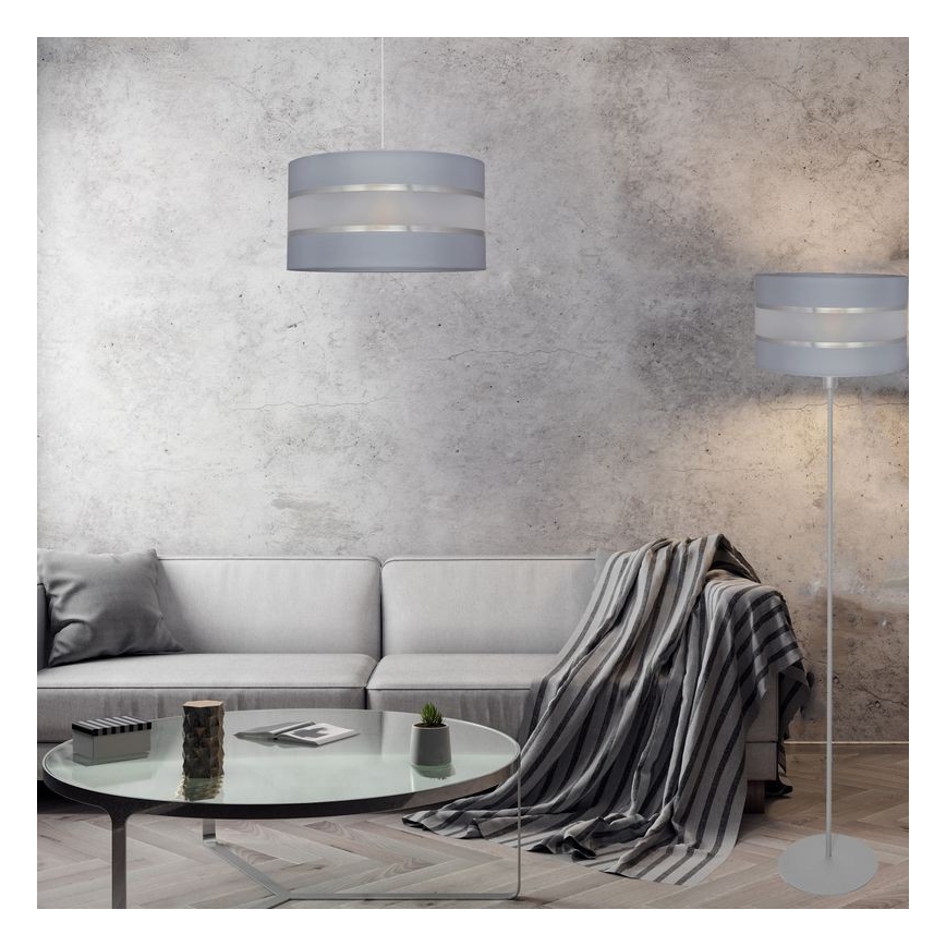 Hanglamp aan een koord HELEN 1xE27/15W/230V diameter 40 cm grijs/zilver