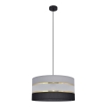 Hanglamp aan een koord HELEN 1xE27/15W/230V diameter 40 cm zwart/grijs/gouden
