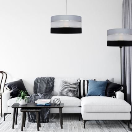 Hanglamp aan een koord HELEN 1xE27/15W/230V diameter 40 cm zwart/grijs/zilver