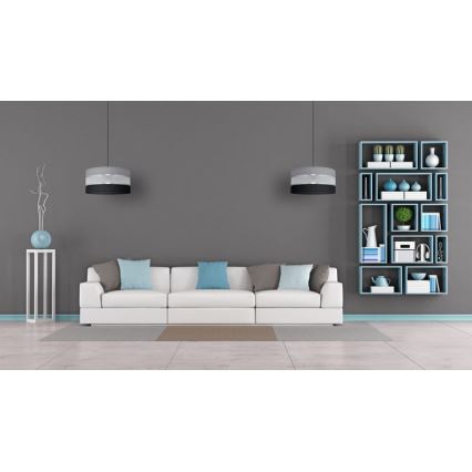 Hanglamp aan een koord HELEN 1xE27/15W/230V diameter 40 cm zwart/grijs/zilver