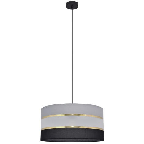 Hanglamp aan een koord HELEN 1xE27/60W/230V diameter 40 cm zwart/grijs/gouden