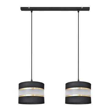 Hanglamp aan een koord HELEN 2xE27/15W/230V zwart/gouden