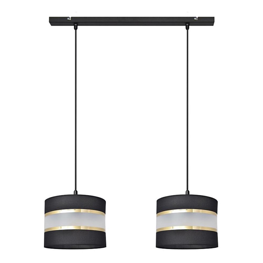 Hanglamp aan een koord HELEN 2xE27/15W/230V zwart/gouden