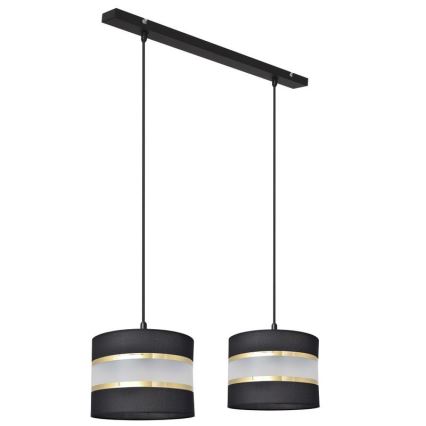 Hanglamp aan een koord HELEN 2xE27/15W/230V zwart/gouden