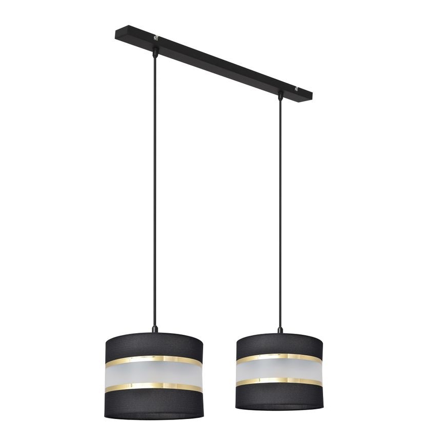 Hanglamp aan een koord HELEN 2xE27/15W/230V zwart/gouden