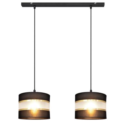 Hanglamp aan een koord HELEN 2xE27/15W/230V zwart/gouden