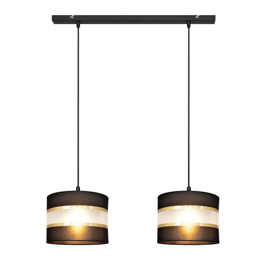 Hanglamp aan een koord HELEN 2xE27/15W/230V zwart/gouden