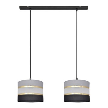 Hanglamp aan een koord HELEN 2xE27/15W/230V zwart/grijs/gouden
