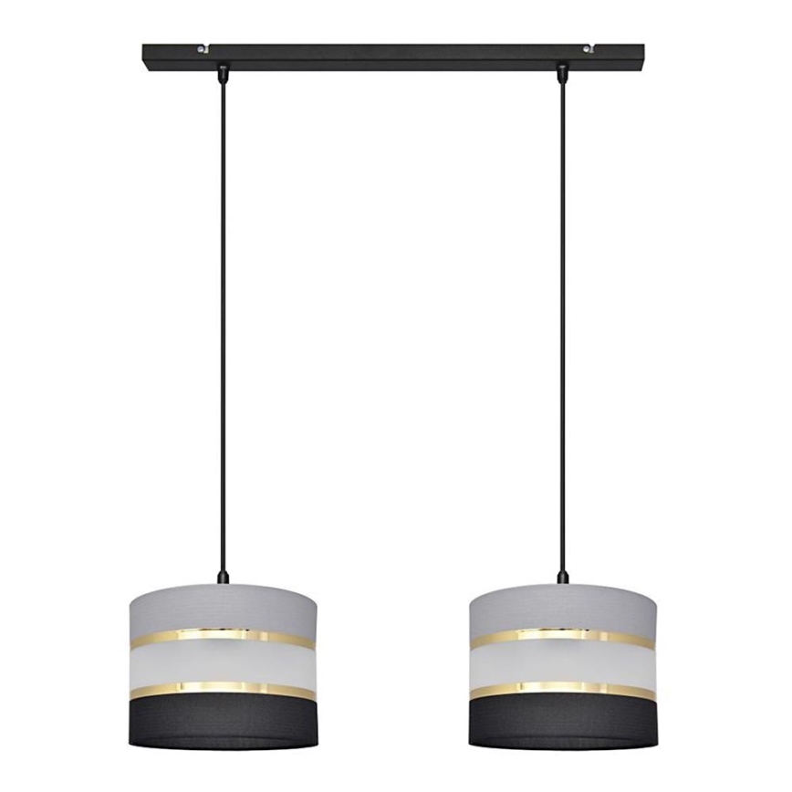 Hanglamp aan een koord HELEN 2xE27/15W/230V zwart/grijs/gouden