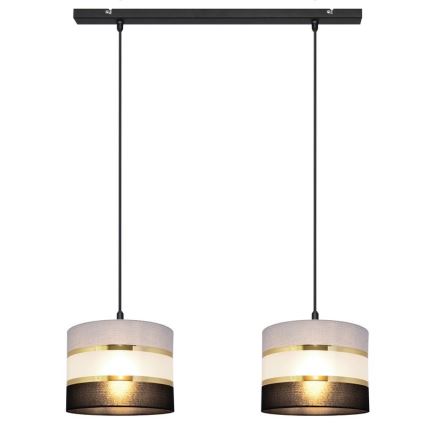 Hanglamp aan een koord HELEN 2xE27/15W/230V zwart/grijs/gouden