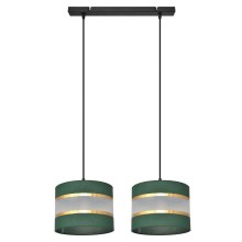 Hanglamp aan een koord HELEN 2xE27/60W/230V groen/goud