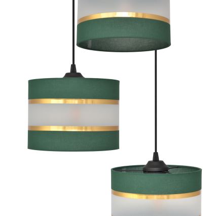 Hanglamp aan een koord HELEN 3xE27/15W/230V groen/goud