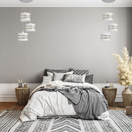 Hanglamp aan een koord HELEN 3xE27/15W/230V wit/gouden