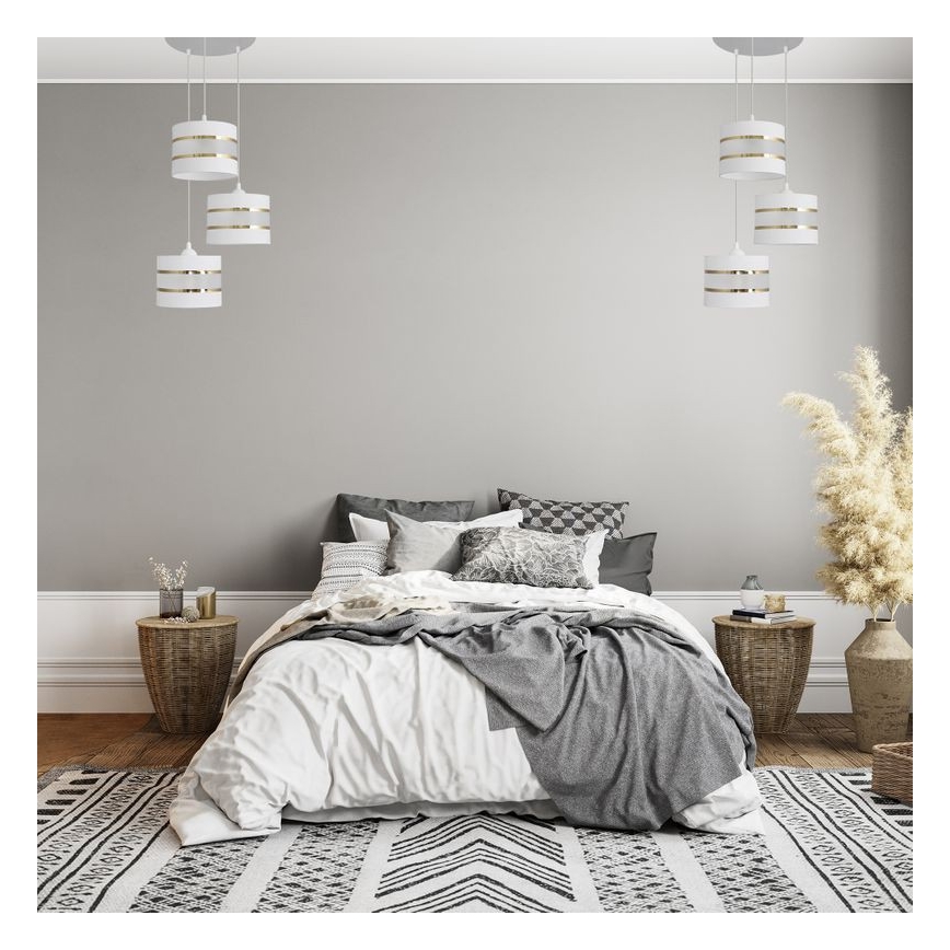 Hanglamp aan een koord HELEN 3xE27/15W/230V wit/gouden