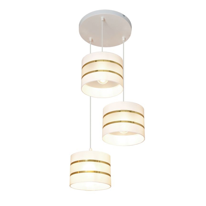 Hanglamp aan een koord HELEN 3xE27/15W/230V wit/gouden
