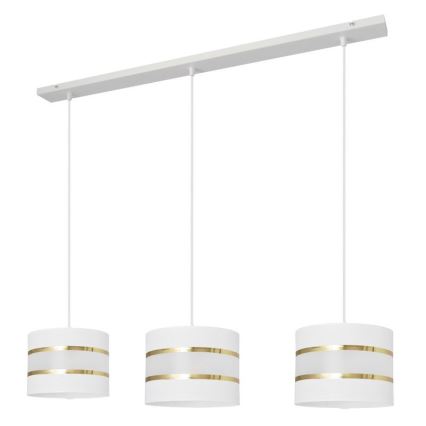 Hanglamp aan een koord HELEN 3xE27/15W/230V wit/gouden