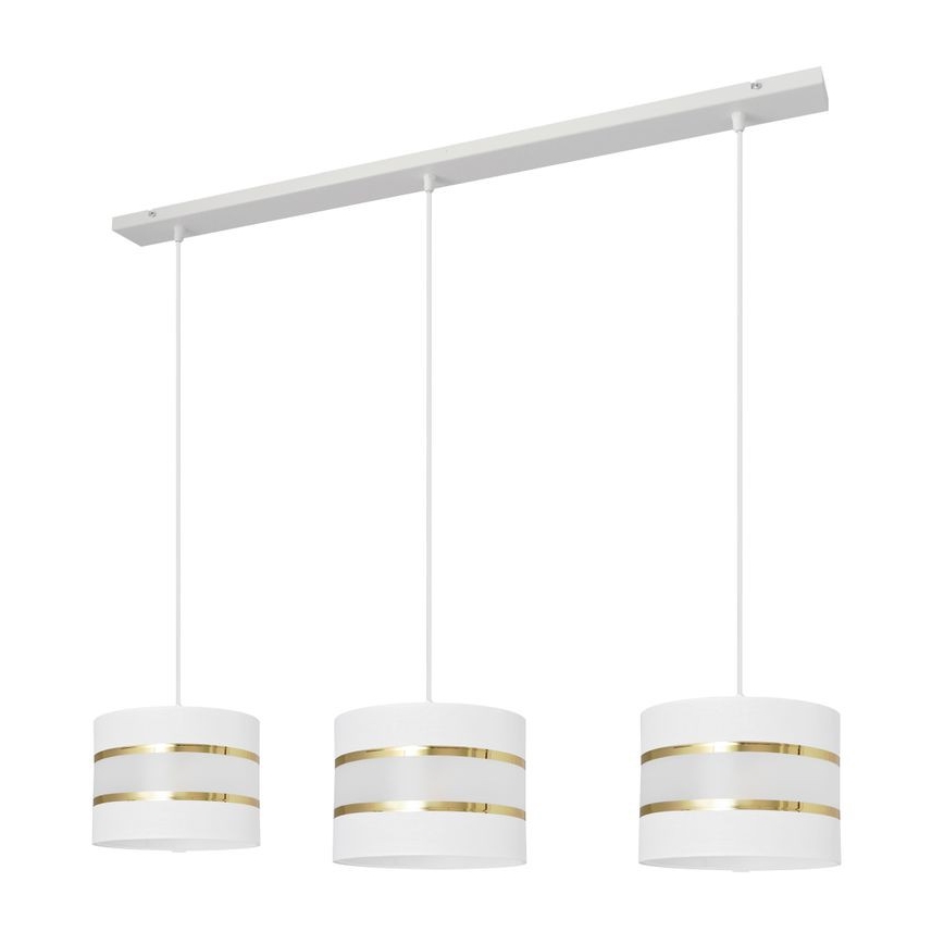 Hanglamp aan een koord HELEN 3xE27/15W/230V wit/gouden