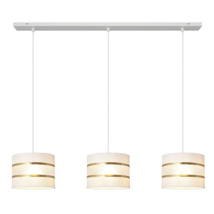 Hanglamp aan een koord HELEN 3xE27/15W/230V wit/gouden