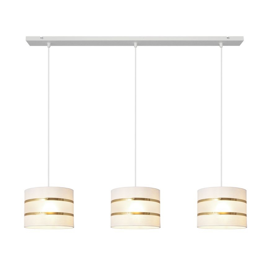 Hanglamp aan een koord HELEN 3xE27/15W/230V wit/gouden