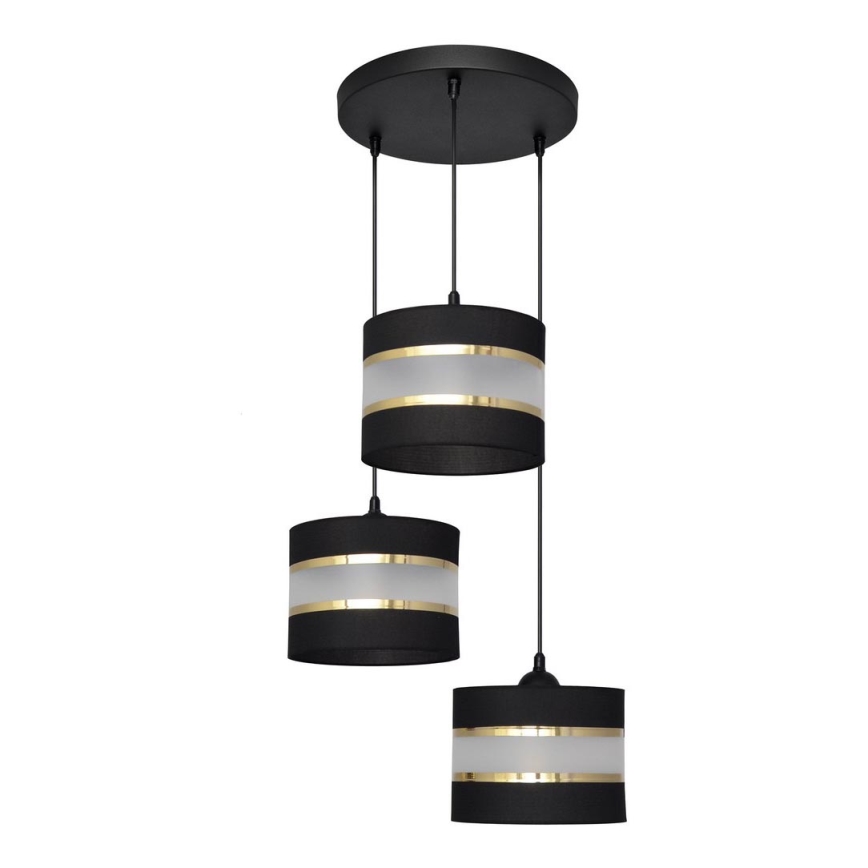 Hanglamp aan een koord HELEN 3xE27/15W/230V zwart/gouden