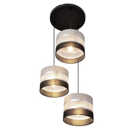 Hanglamp aan een koord HELEN 3xE27/15W/230V zwart/grijs/zilver