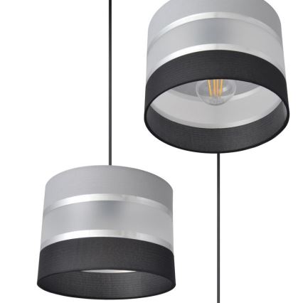 Hanglamp aan een koord HELEN 3xE27/15W/230V zwart/grijs/zilver