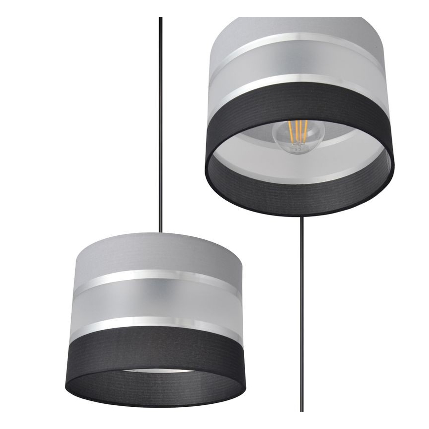 Hanglamp aan een koord HELEN 3xE27/15W/230V zwart/grijs/zilver